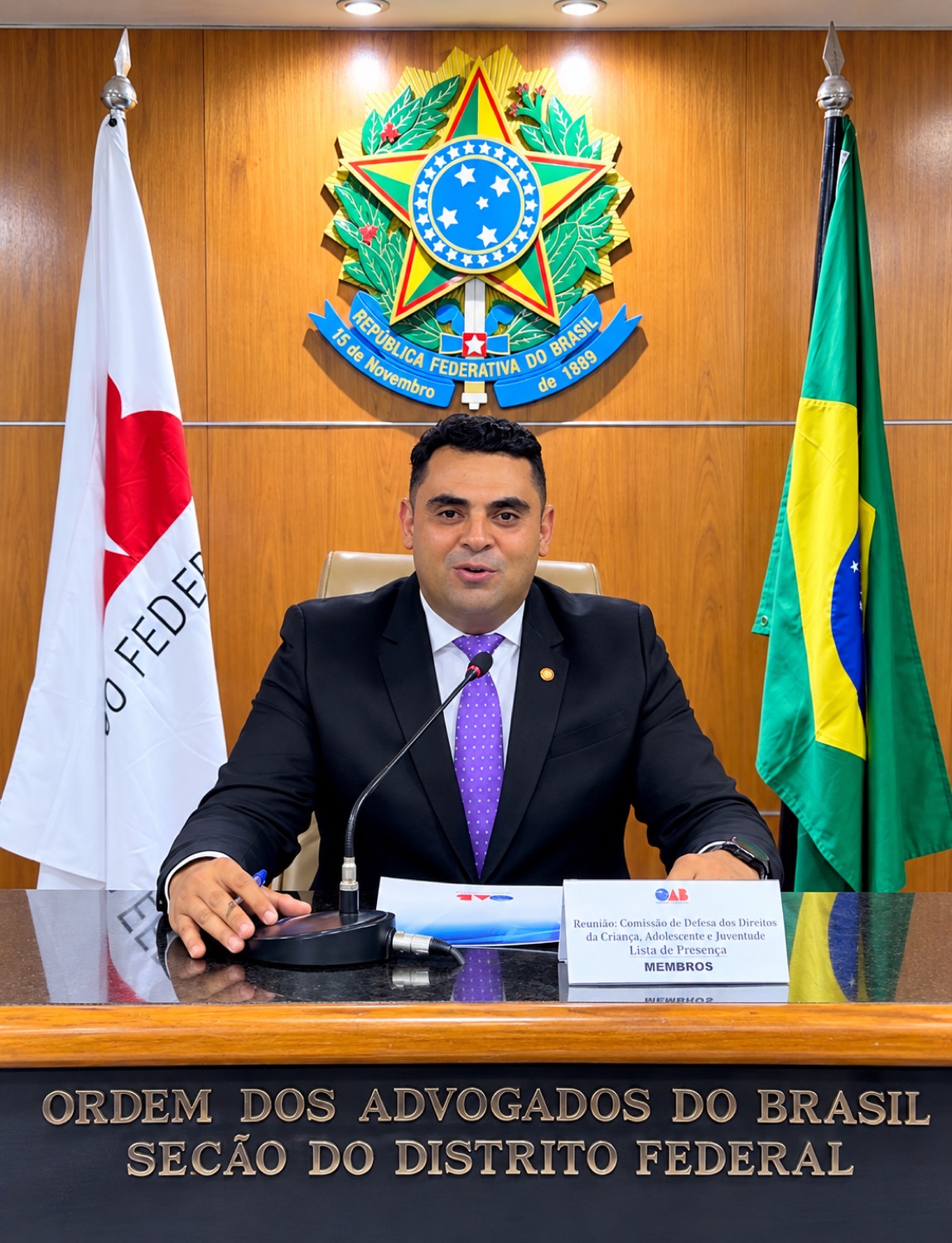 Carlos Sá em reunião na OAB-DF, Comissão de Defesa dos Direitos da Criança e do Adolescente